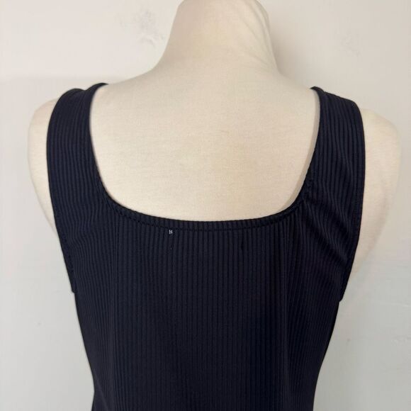 FOURTEENTH PLACE square neck rib knit body-con midi dress | large | black - Picture 5 of 10